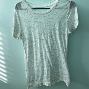 Short Sleeve Dinosaur Outline Print T-Shirt